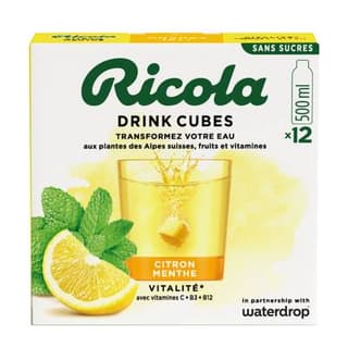 Ricola Cubes d'hydratation saveur citron menthe - 12 cubes, 26,4g