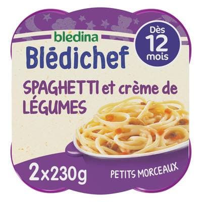 Blédina - Blédi'chef Petits Spaghetti et Crème de Legumes Assiette Bébé Dès 12 mois, 2x230g
