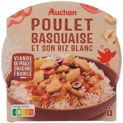Auchan Poulet basquaise avec riz blanc, 285g