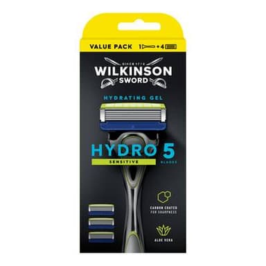 Wilkinson Rasoir + 4 Lames Avec Gel Protectrice Sensitive Hydro 5, 5 pièces