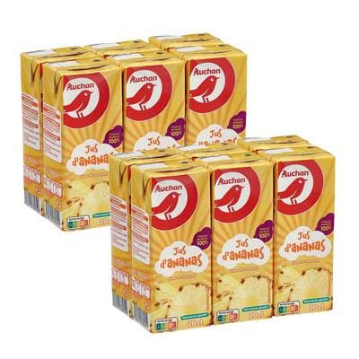 Auchan Jus d'ananas à base de concentré, Lot de 2 - 6x20cl