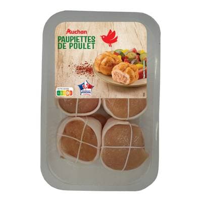 Auchan Paupiettes de Poulet Nature, 4 paupiettes - 500g