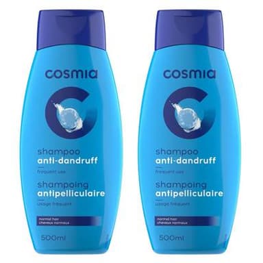 COSMIA Shampooing antipelliculaire cheveux normaux, Lot de 2x500ml