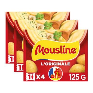 Mousline Purée Nature, Lot de 3x125g