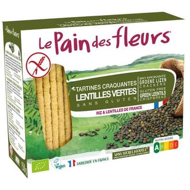 Le pain des fleurs Tartine craquante bio lentilles vertes, 150g