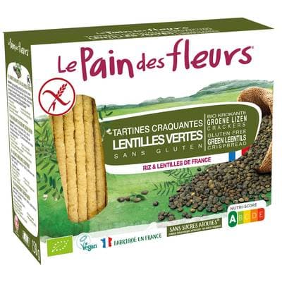 Le pain des fleurs Tartine craquante bio lentilles vertes, 150g