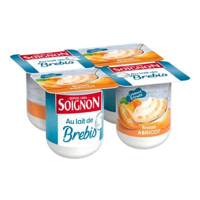 Soignon Brassé au lait de Brebis abricot, 4x110g