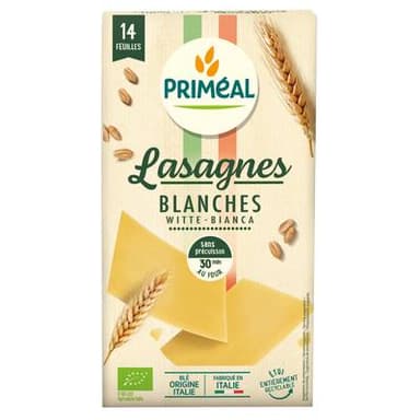 Priméal Lasagnes blanches bio, 14 feuilles, 250g