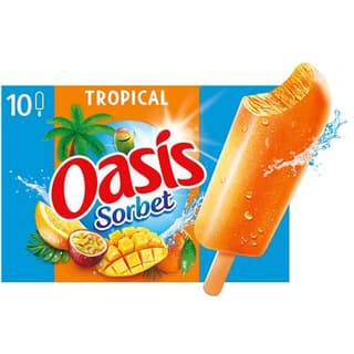 Oasis Sorbet Bâtonnets glacés cocktail tropical, 10 Bâtonnets - 400g