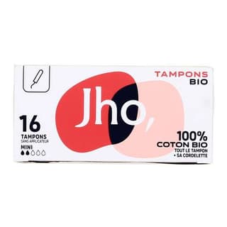 JHO Tampons mini sans applicateur Bio, 16 tampons