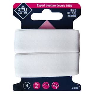 Style couture Biais blanc 20mmx4m