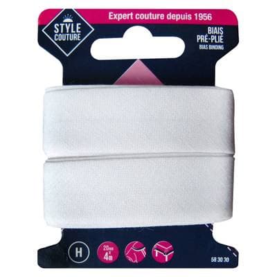 Style couture Biais blanc 20mmx4m