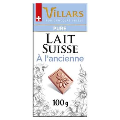 Villars Tablette de chocolat au lait Suisse à l'ancienne, 100g