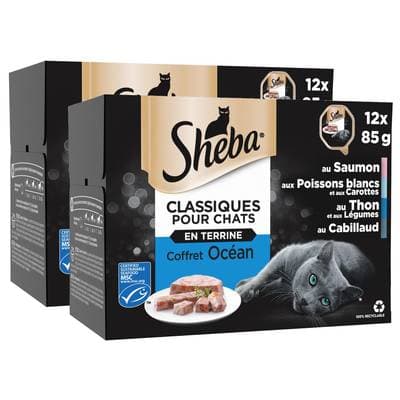 Sheba - Classiques Barquettes en Terrine Océan MSC pour chat, Lot de 2 -12x85g
