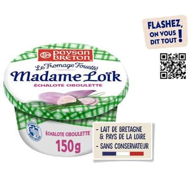 Paysan Breton Fromage Fouetté Madame Loik Echalote et Ciboulette, 150g