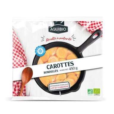 Aquibio Carottes bio coupées en rondelles, 450g