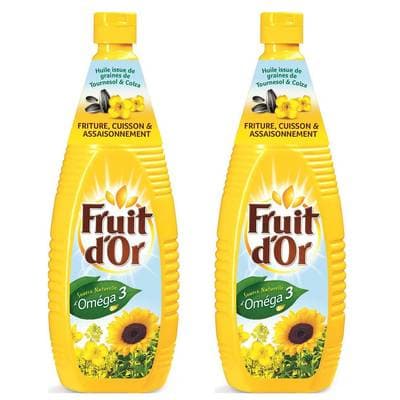 Fruit d'Or Huile Oméga 3 et 6 - Colza et Tournesol, Lot de 2x1L