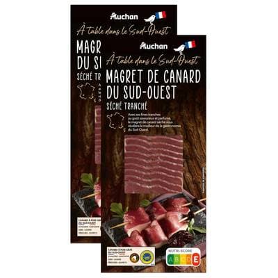 Auchan Terroir Magret de Canard du Sud-Ouest Séché, Lot de 2x70g