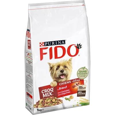 Purina - Fido Croquettes Bœuf Légumes CROQ MIX pour petit et moyen chien, 1kg