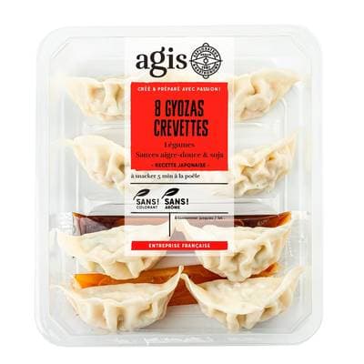 Agis Gyozas aux Crevettes avec Sauce Soja et Sauce Aigre Douce, 200g
