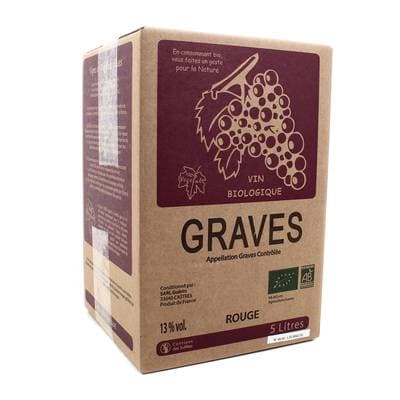 Graves Rouge AOC Le Cellier Bio 13°, Bag in box 5L