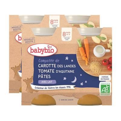 2050000312205 - Babybio - Compotée de Carotte des Landes, Tomate, Pâtes Bio Pot Bébé Dès 8 mois