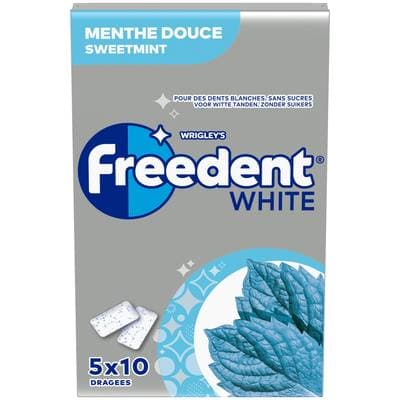 Freedent White Menthe Douce, 5 x 10 chewing gums