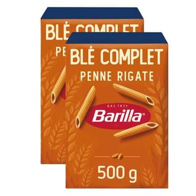 Barilla Integrale Pâtes Penne Rigate au Blé Complet, Lot de 2x500g