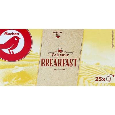 Auchan Thé noir breakfast, 25 sachets
