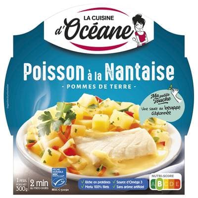 La Cuisine d'Océane Poisson MSC à la Nantaise et pommes de terre en barquette individuelle micro-ondable, 300g