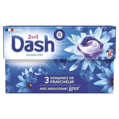 Dash Lessive capsules 2 en 1 Envolée d'Air, 38 capsules