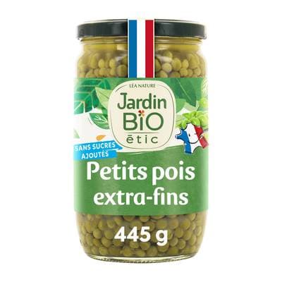 Jardin Bio Etic Petits Pois Extra Fins Bio sans sucres ajoutés, 660g