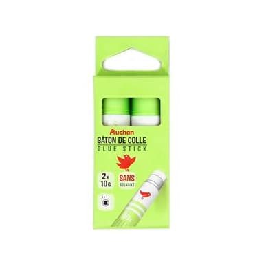 Auchan 2 bâtons de colle sans solvant, 2 x 10g
