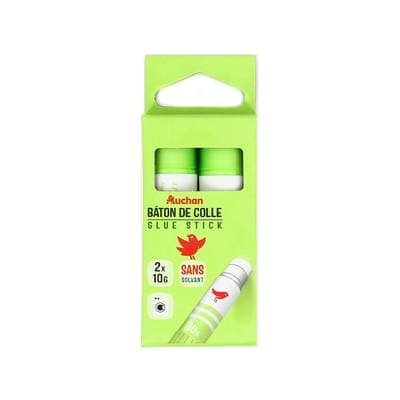Auchan 2 bâtons de colle sans solvant, 2 x 10g