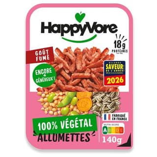 HappyVore Allumettes végétales goût fumé, 140g