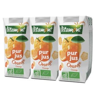 Vitamont Briquette Pur jus d'orange bio, Lot de 6x20cl