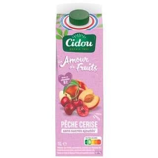 Cidou Nectar pêche cerise sans sucres ajoutés, 1L
