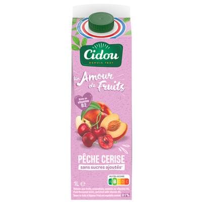 Cidou Nectar pêche cerise sans sucres ajoutés, 1L