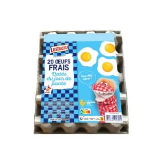 Lustucru Oeufs de poule élevées au sol, 20 oeufs