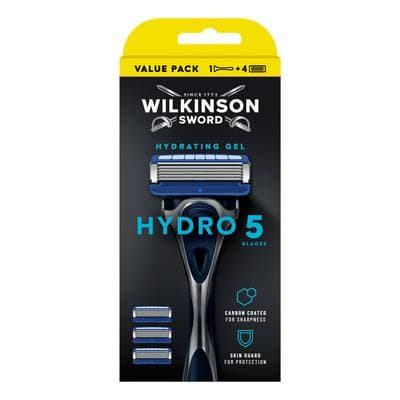 Wilkinson Rasoir + 4 Lames Avec Gel Protectrice Sensitive Hydro 5, 5 pièces