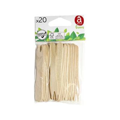 ACTUEL Fourchettes cocktail bois, 20 pièces