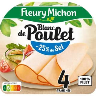 Fleury Michon Blanc de Poulet Taux de Sel Réduit, 4 tranches - 160g
