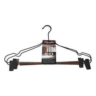 Ménatex Cintres bois & métal + pinces, 2 pièces