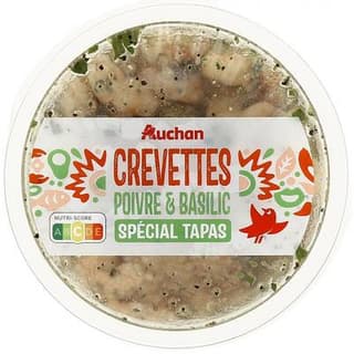 Auchan Crevettes Poivre et Basilic, 100g