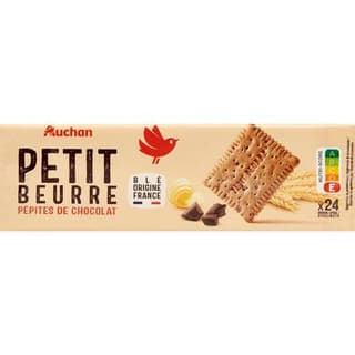 Auchan Biscuits petit beurre aux pépites de chocolat, 200g