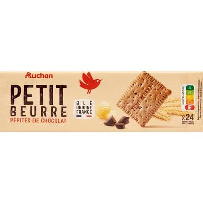 Auchan Biscuits petit beurre aux pépites de chocolat, 200g