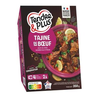 Tendre & Plus Tajine de Boeuf aux Olives Noires et Zestes de Citron, 350g