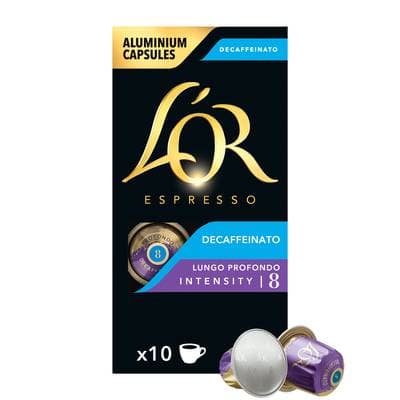 L'or Espresso Café Capsules Lungo Décaféiné intensité 8, 10 capsules