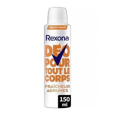 Rexona Déodorant Corps Fraîcheur Agrumes 0% Alcool, 150ml