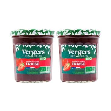 Vergers des Alpilles Confiture Extra Fraise Bio, Lot de 2x370g